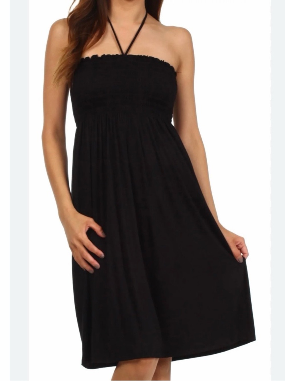 Maeve by Anthropologie Black Strapless Halter Summer Dress Sz XS nwt